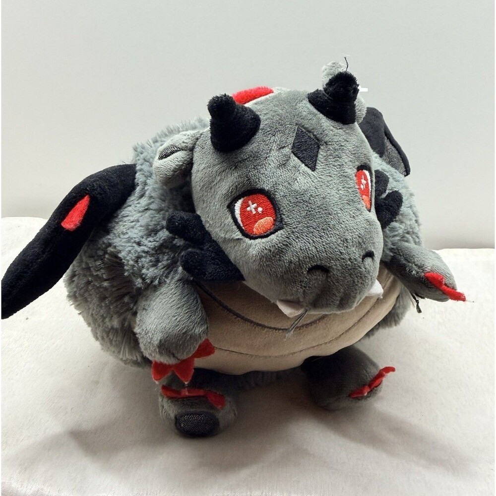 Squishable Gray, Black & Red Dragon Plush 10” Soft Stuffed Animal Toy Sewn Eyes